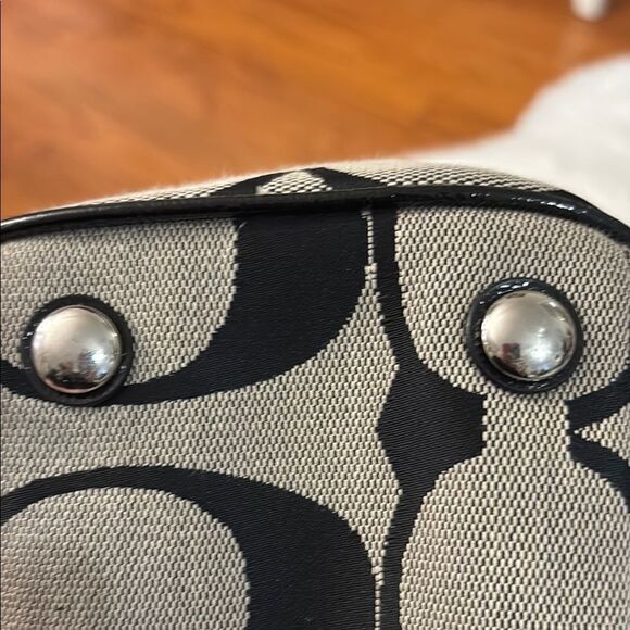 Coach Khaki Signature Striped Satchel Bag in New condition (missing long strap) - Picture 13 of 13